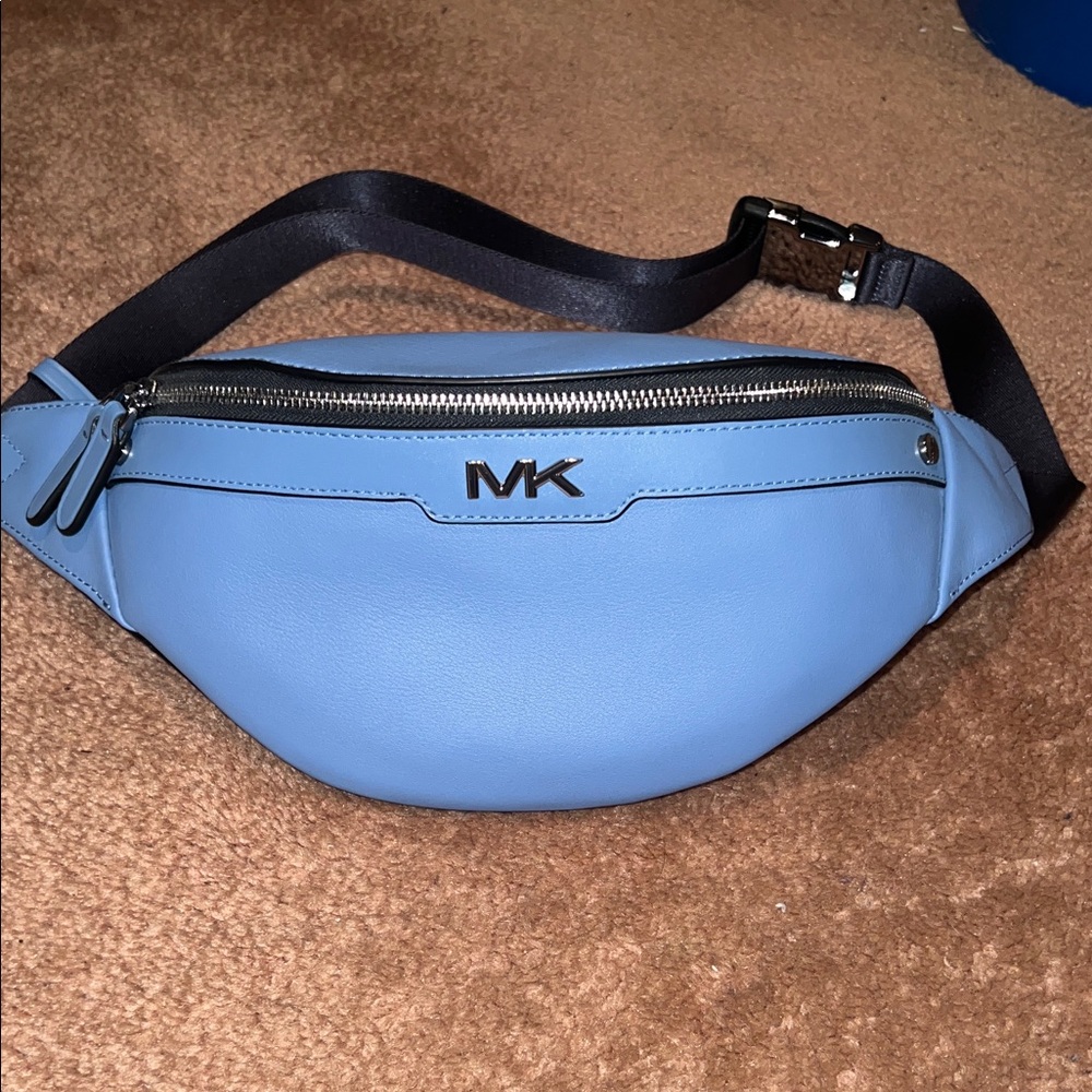 Michael Kors Varick Baby Light Blue Leather Belt Bag